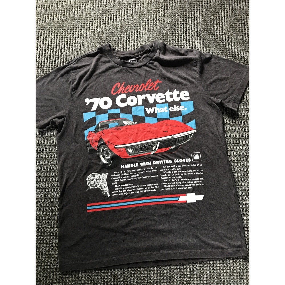 GM Chevrolet Corvette'70 Graphic‎ Tee Shirt Large Black